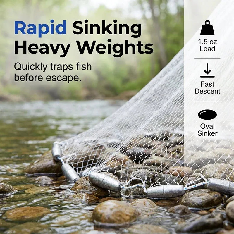 ⭐40% OFF !! ⏰ Easy-Throw Cast Net – Heavy-Duty Mesh, Rapid Sinking, Versatile 🌊