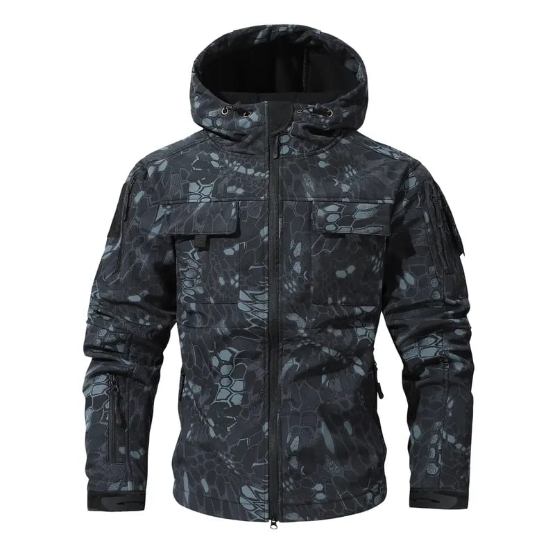 9 Pocket Tactical Hooded Jacket | Slim Fit Fleece Lined Outdoor Coat