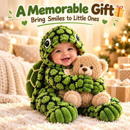 🐢 Little Turtle Plush 3D Shell Baby Onesie – Cute Hooded Cozy Romper