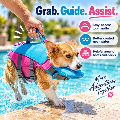 Dog Life Vest - Adjustable Flotation Support for Swimming & Boating
