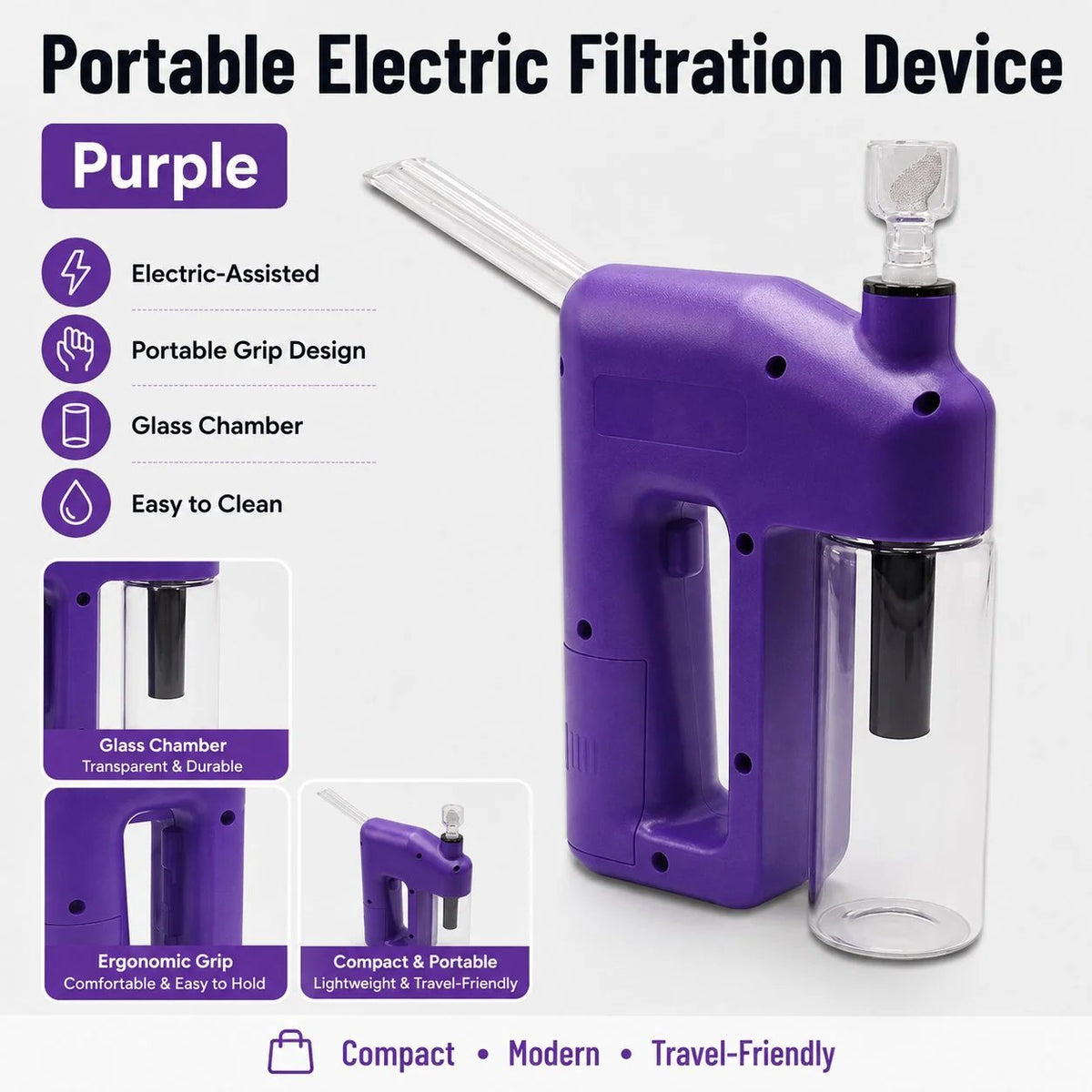 📍⚡50% OFF – Portable Handheld Electric Filtration Device | Compact Glass Chamber Design with Electric-Assisted Operation & 6 Color Options ✨