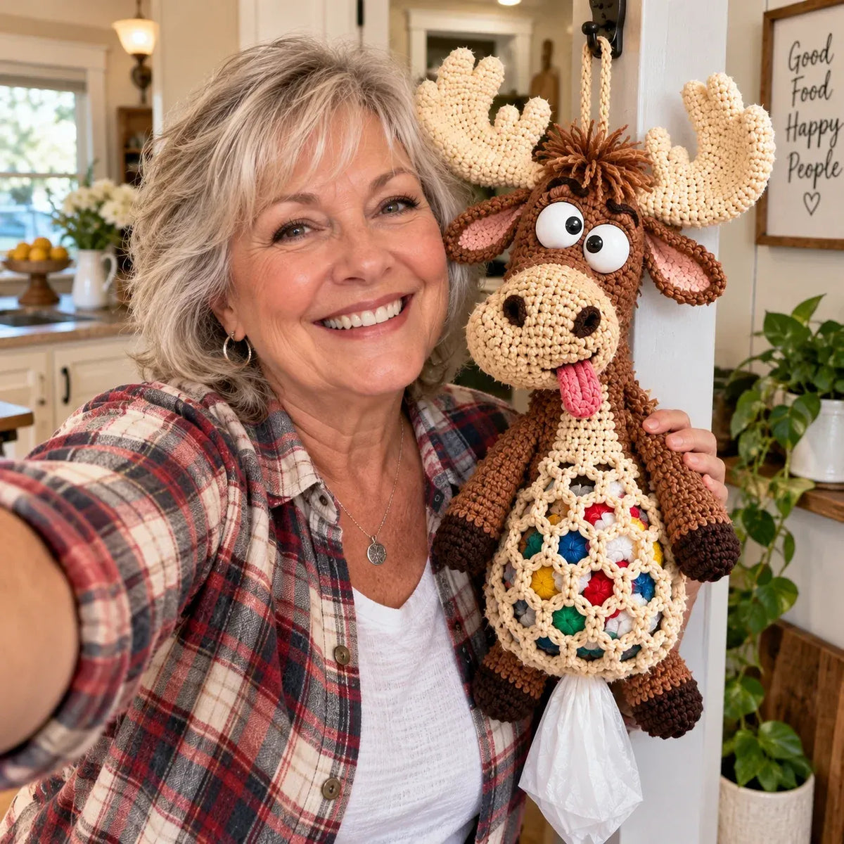 🧶 Cottage Harvest Keepers™ – Crochet Animal Bag Holder DIY Kit