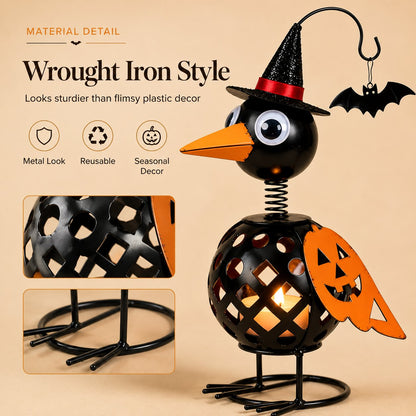Whimsical Halloween Pumpkin Crow