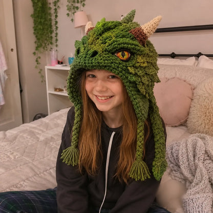 🐉✨ Fantasy Hood Hat DIY Crochet Kit | Premium Soft Yarn Materials with Step-by-Step Guide DIY Handmade Wearable Character Hood 🧶🎭✨