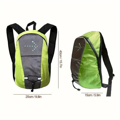 🚴 15L LED Warning Light Backpack – Wireless Handlebar Remote, 5 Signal Modes & Reflective Strips