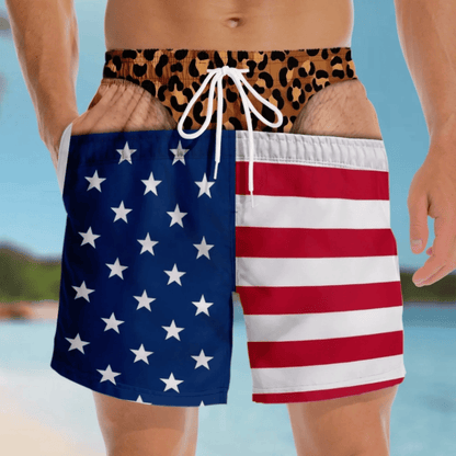 Funny Patriotic Men Swim Trunks - Personalized Birthday Gifts