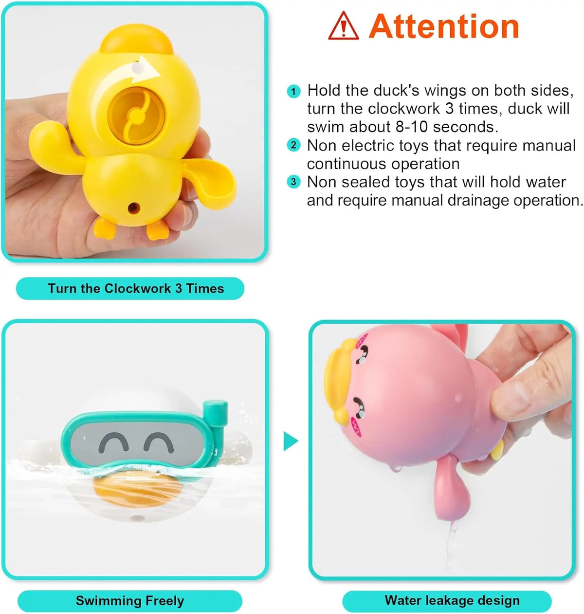 Swimming Baby Bath Toys, Water Pool Floating Wind Up Toys