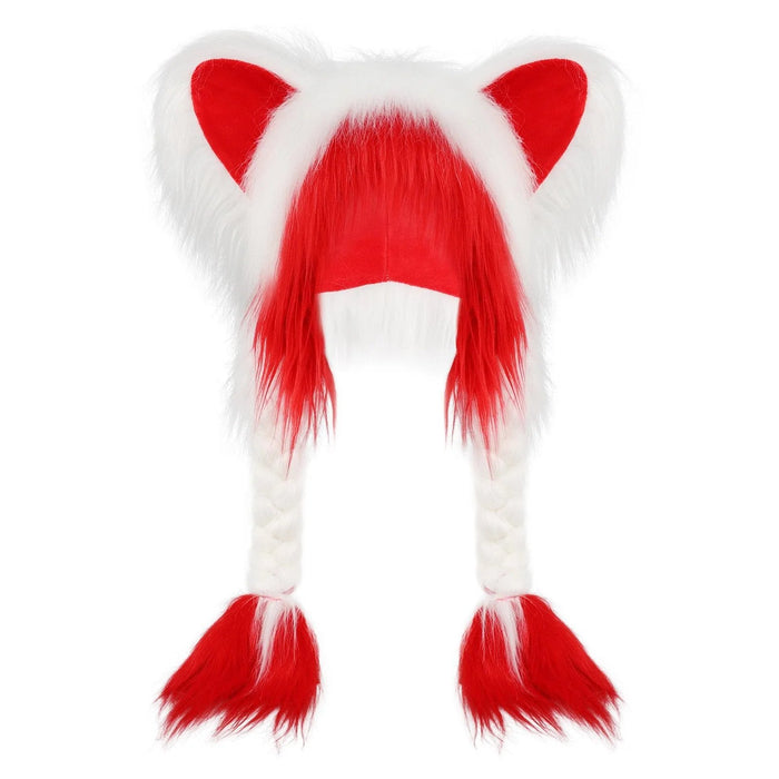 White red animal ear hat