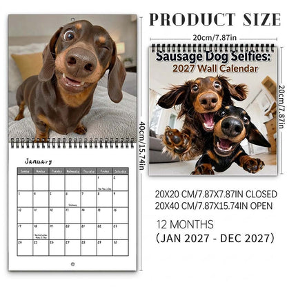 🌭🐶 2027 Sausage Dog Selfies Wall Calendar