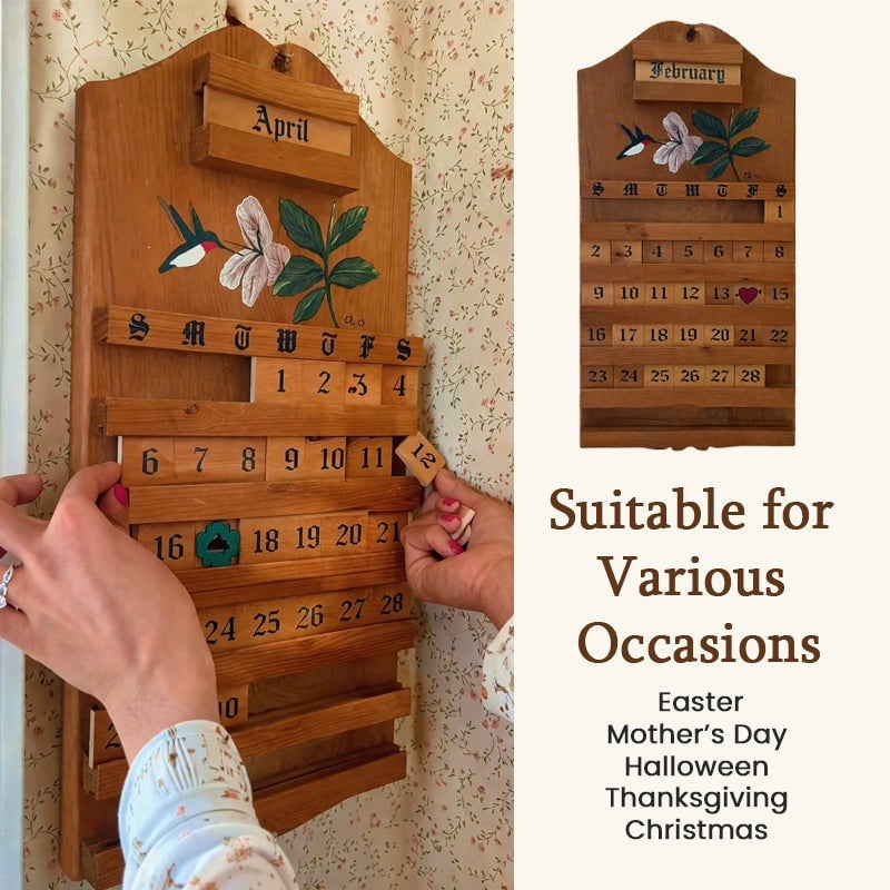 🎉🎄 Festive Wooden Perpetual Calendar
