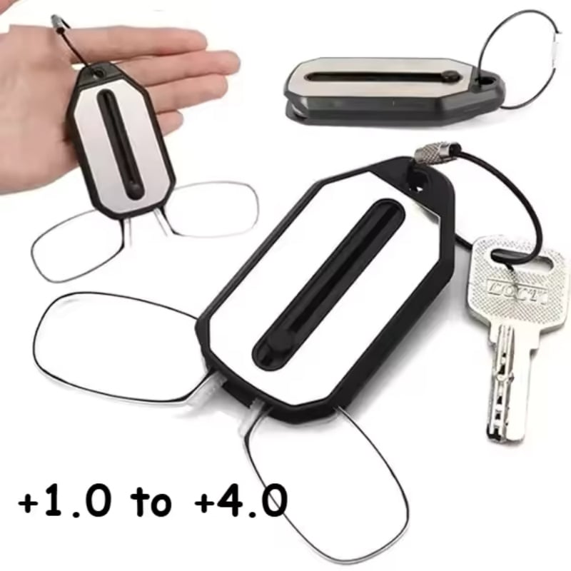 Retractable Nose-Clip Reading Glasses Keychain