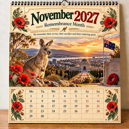 🔥🦘2027 Australia 125th Anniversary Wall Calendar 🐨
