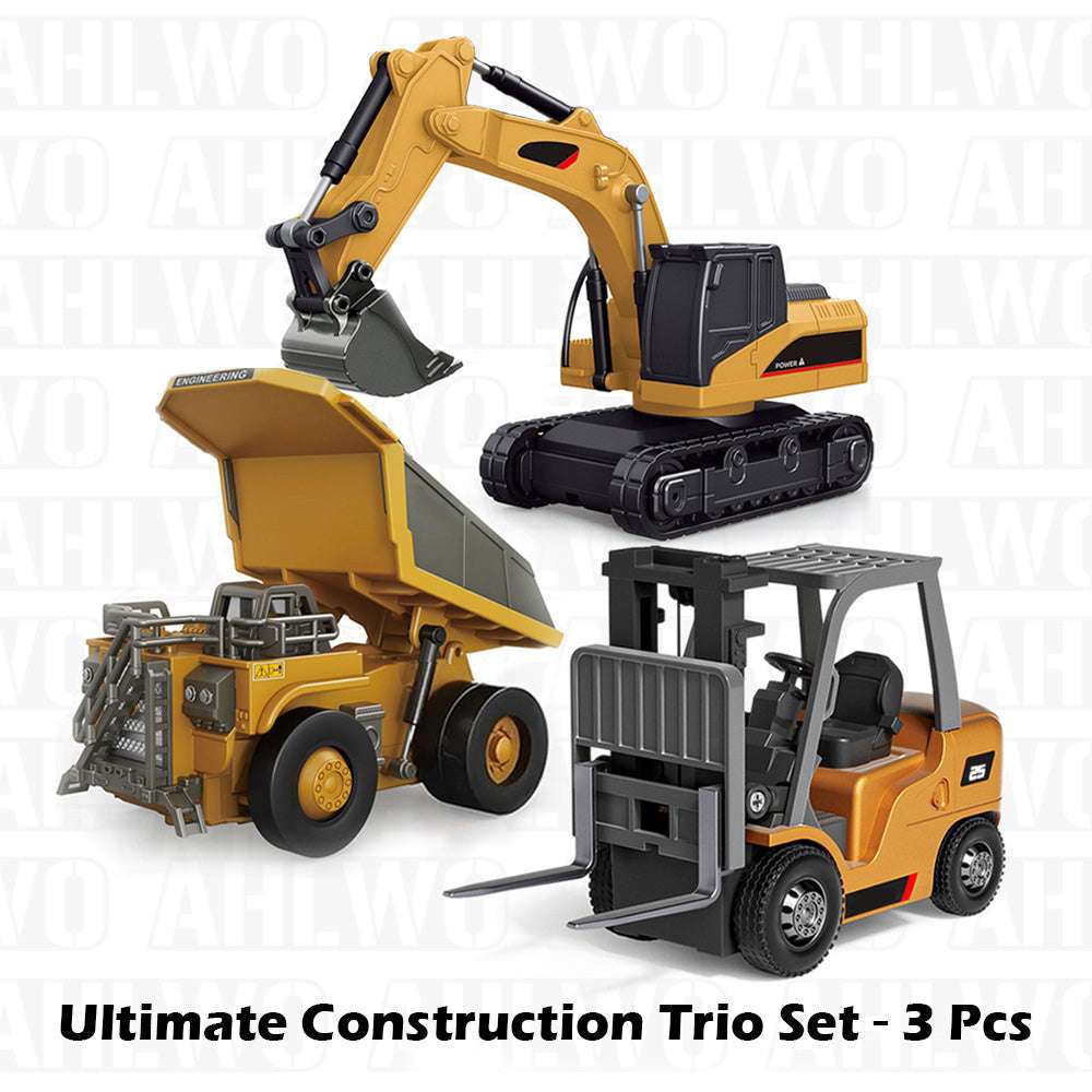 RC Construction Vehicle Toy Set with Excavator, Dump Truck, Forklift & Bulldozer