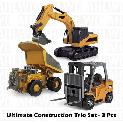 RC Construction Vehicle Toy Set with Excavator, Dump Truck, Forklift & Bulldozer