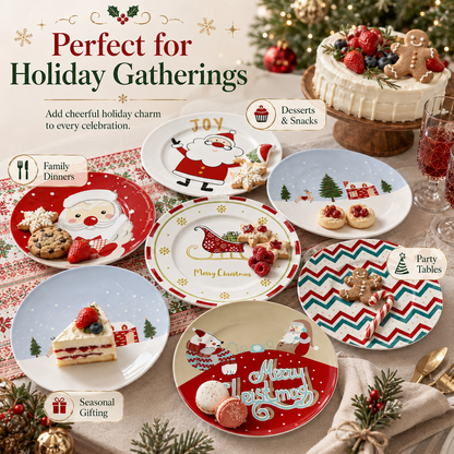 🎄Merry & Bright Christmas Plate Collection🎁🍽️ – Festive Holiday Serving Plates