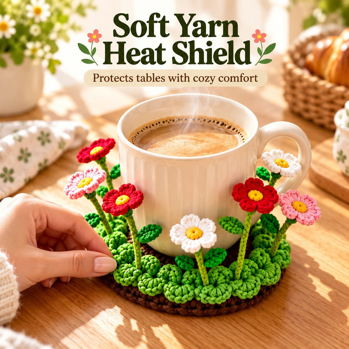 🌸50% OFF🌸Handmade Crochet Floral Coaster | Everlasting Table Art 🌸