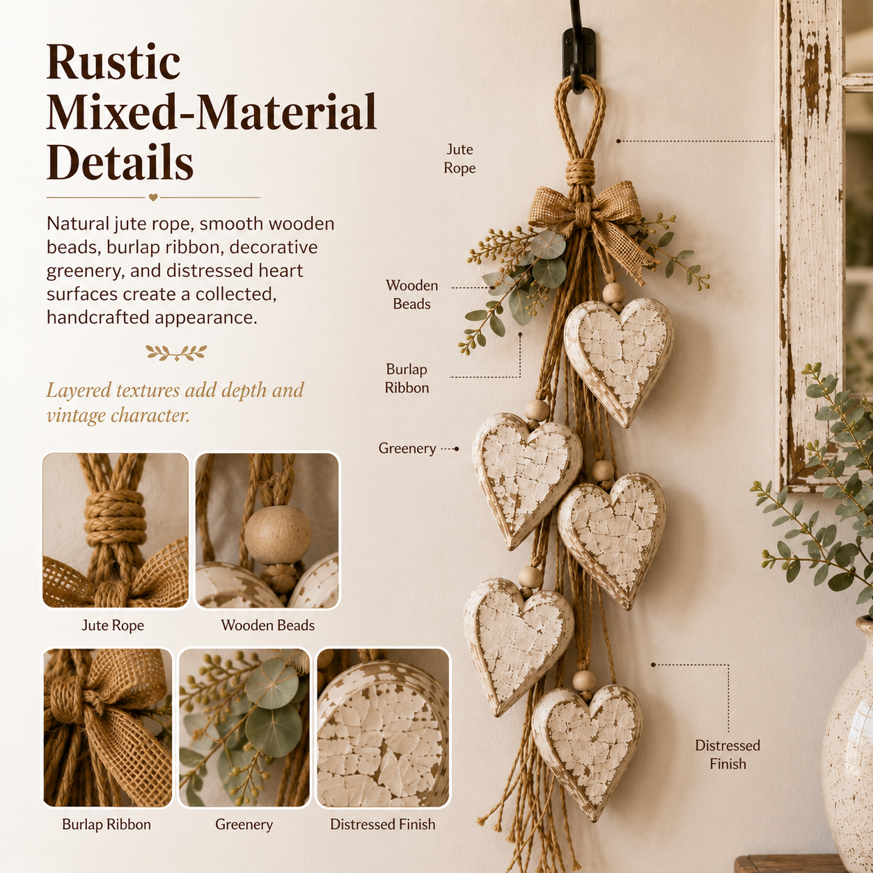 🍂🤎Hanging Heart Wall Decor