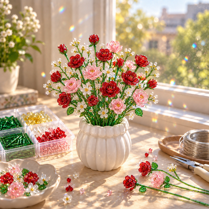 🌼✨DIY Beaded Wildflower Bouquet Kit – Handmade Crystal Flower Craft Set🌸✨