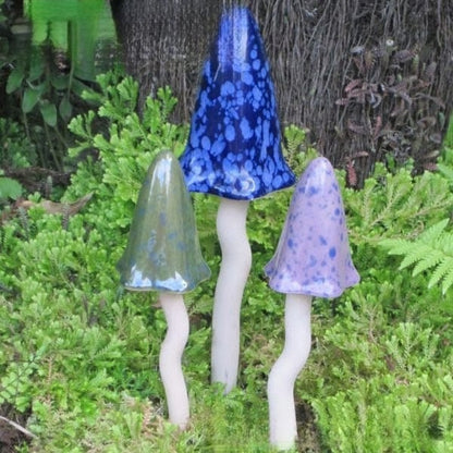 3 Pack Tinkling Toadstools Ceramic Mushrooms for Garden Decor