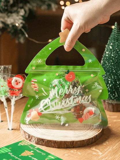 🎄Christmas Treat Bags, Kids Xmas Sealable Bags With Handle 10 PCS❄️