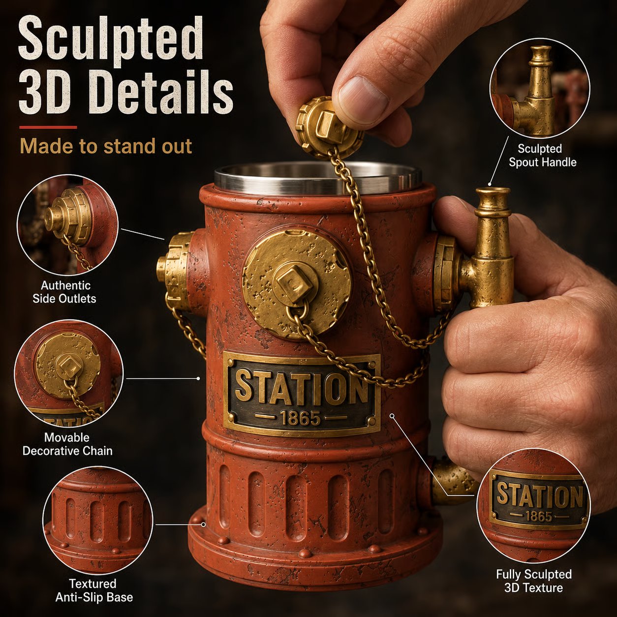 ⏳ Last Day 49% OFF – 🚒 Vintage Fire Hydrant Coffee Mug | Unique Firehouse-Inspired Design With Stainless Steel Liner & Pipe Handle For Firefighters, Collectors & Coffee Lovers ☕