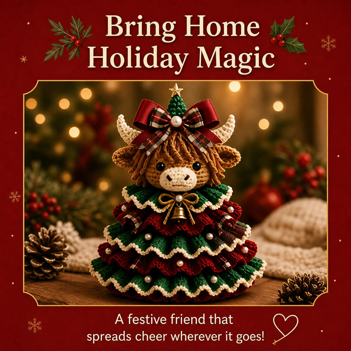 🔥🎄Crochet Animal Christmas Tree DIY Kit – Stitch a Little Christmas Magic（Material kit (not finished product)