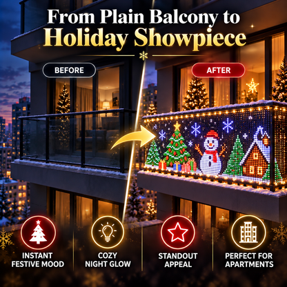 🎄 Smart RGB Pixel Curtain Lights – App-Controlled Animated Holiday Display for Balcony & Window Decor-3m*3m