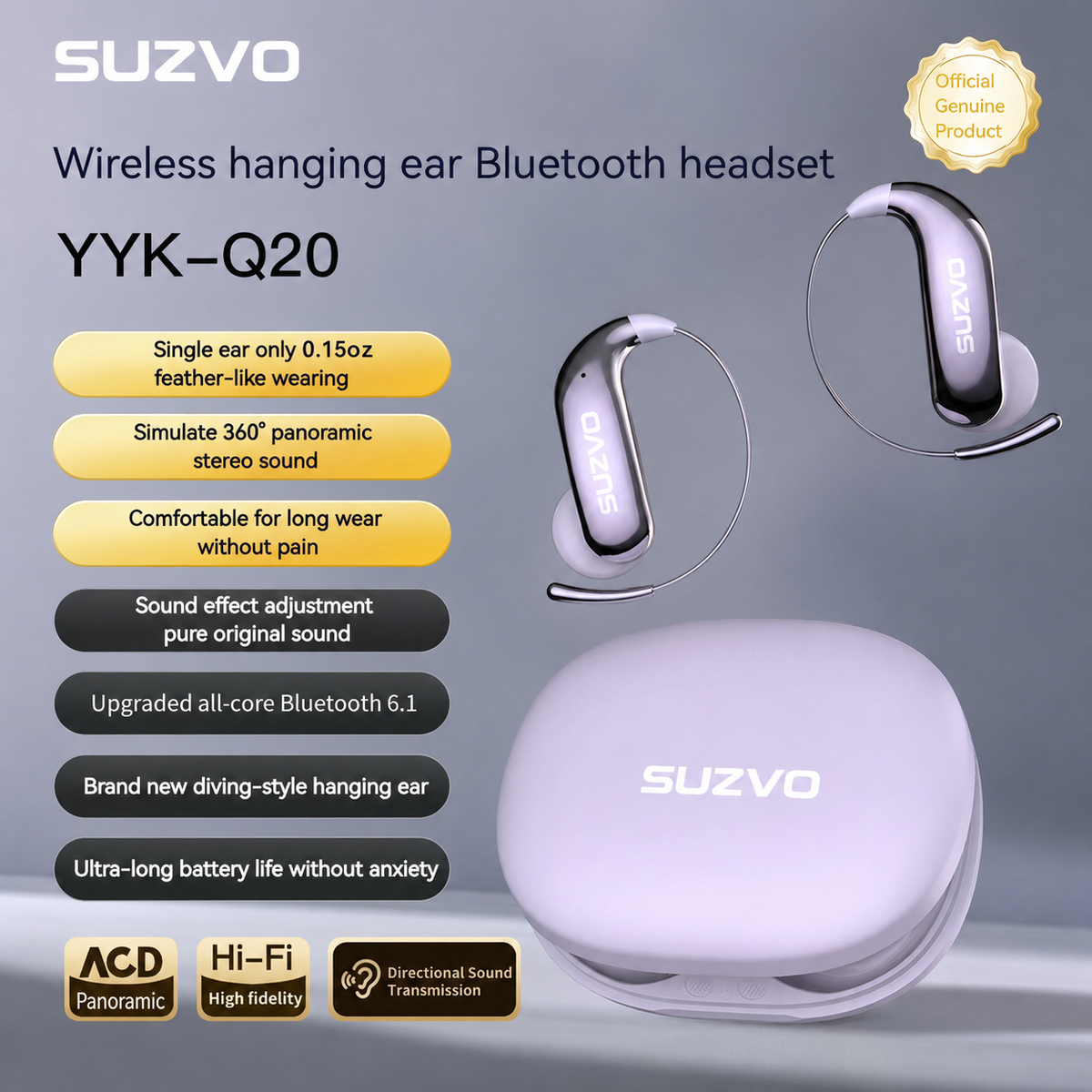 🎧 Ultra-Light Ear-Hook Wireless Earbuds – Secure Fit, Hi-Fi Sound & Long Battery Life