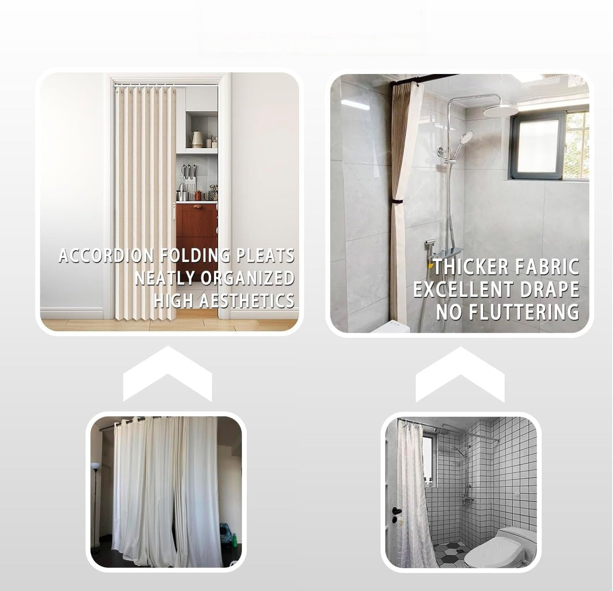 Accordion curtain compared with ordinary curtain