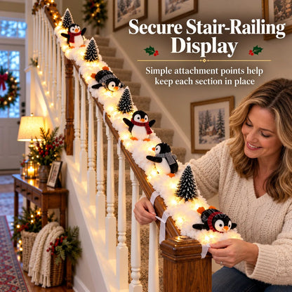 🔥Buy 2 Get 10% OFF🔥Playful Penguin Snowy Stair Railing Decor