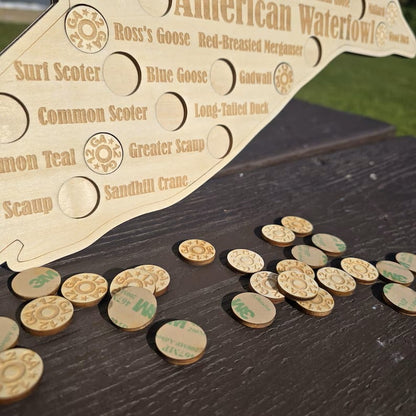 American Waterfowl Challenge Wooden Map  🎯 🦆Engraved 41 Species Duck Hunting Wall Decor & Harvest Tracker