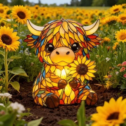 🎉🌻🐮Creative Highland Cow  Sunflower LED Night Light