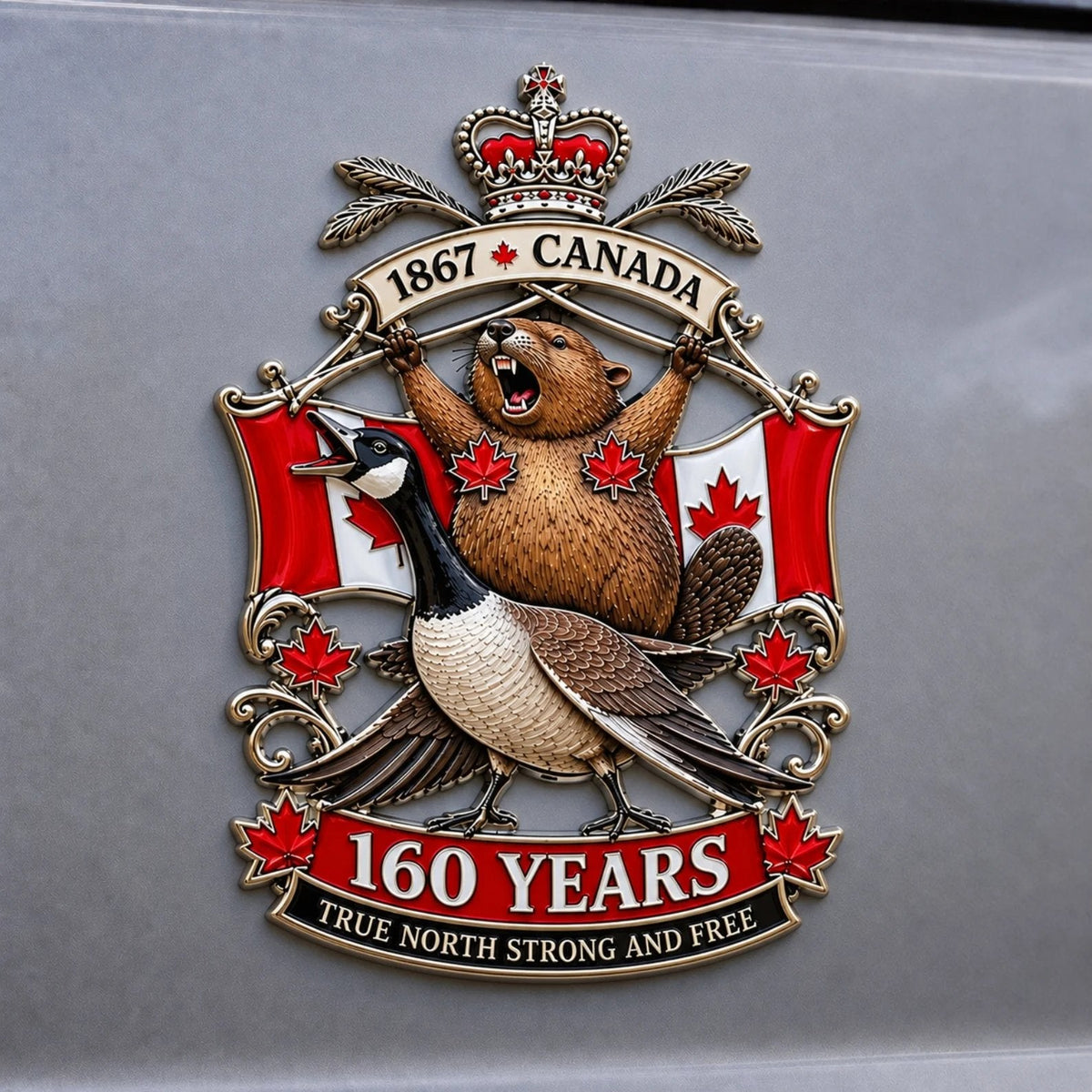 🍁Canada 160th Anniversary “True North Strong and Free” Tribute Metal Car Emblem🍁