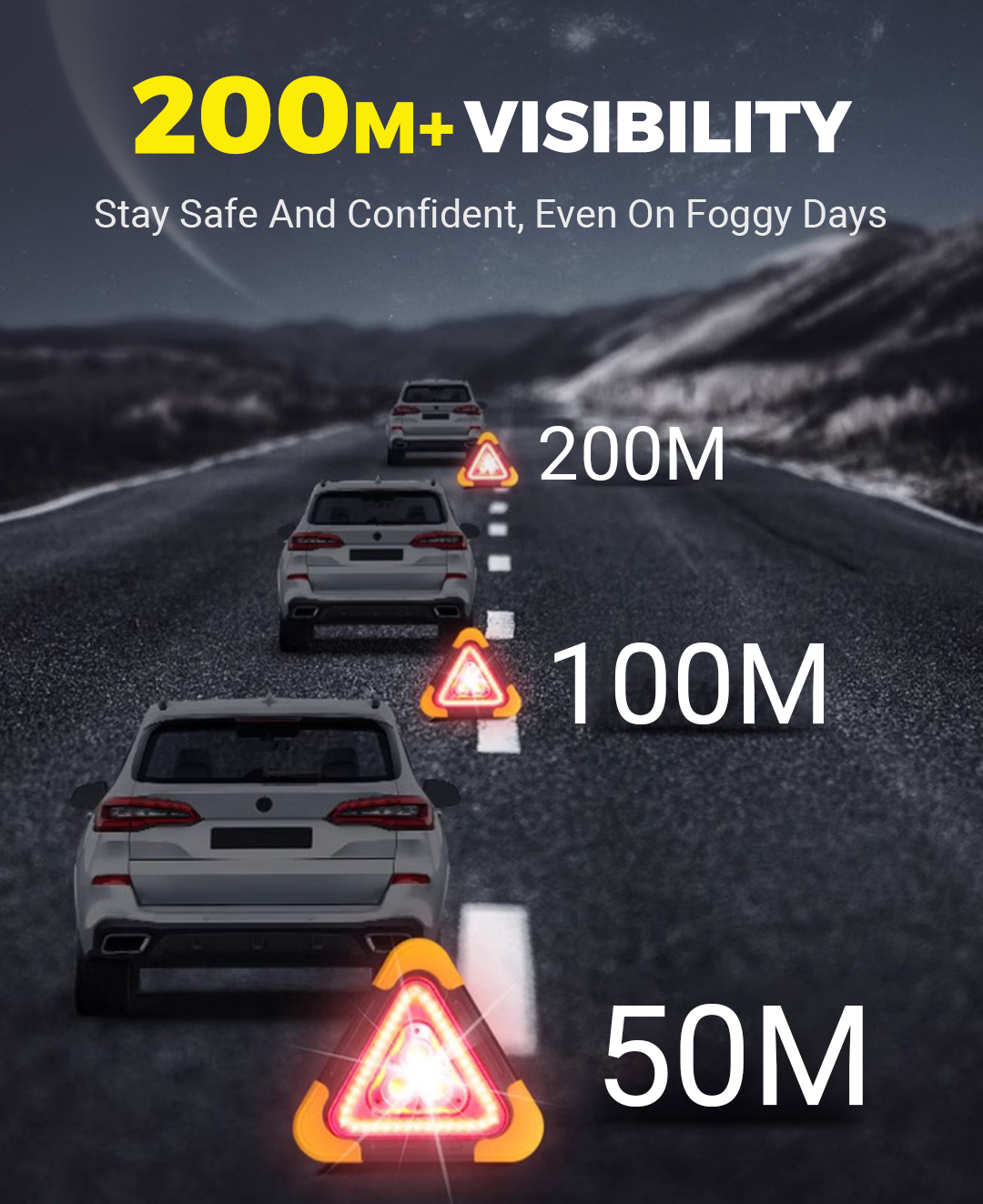 🔥3-IN-1 Solar Emergency Triangle Warning Light at the Roadside