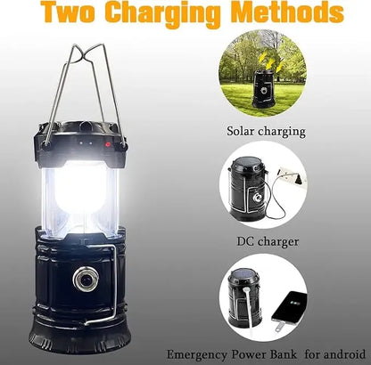 Foldable Compact LED Lanterns💡 - Durable, Waterproof, Solar-USB Rechargeable, Solar Powered, Brightness Adjustable, Heat/Freeze Ready, Batteries-Included Emergency Lights with Flashlight Mode