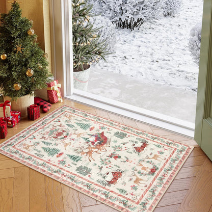 Soft Christmas Tree Santa Claus Carpet Runner