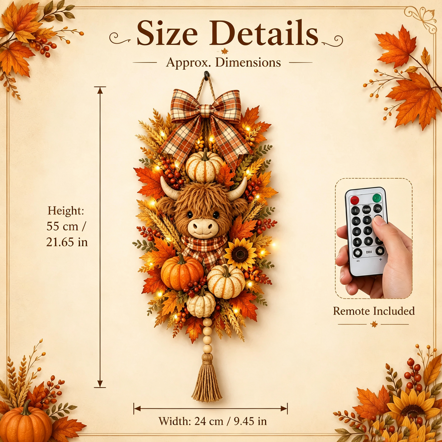 🍂🐮 Today 49% OFF🔥 Highland Cow Harvest Door Decoration