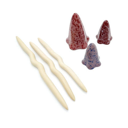 3 Pack Tinkling Toadstools Ceramic Mushrooms for Garden Decor