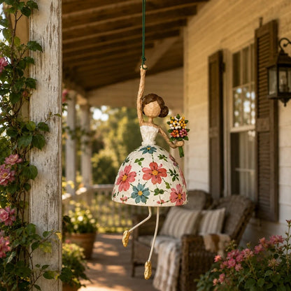 🌸 Whimsical Dancing Lady Hanging Ornament | Vintage Folk-Art Décor with Wind-Activated Swaying Design & Playful Dangling Details ✨