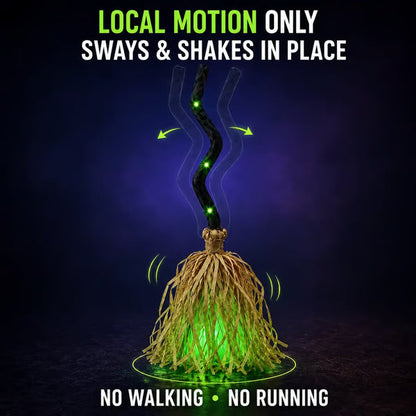 🧙‍♀️🧹Animated Moving Witch Broom with Light & Sound