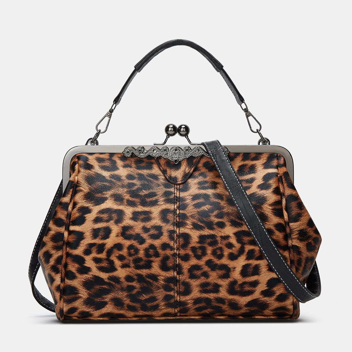 💼2026 New Elegant Waterproof Women’s Leather Kiss-Lock Tote Handbag