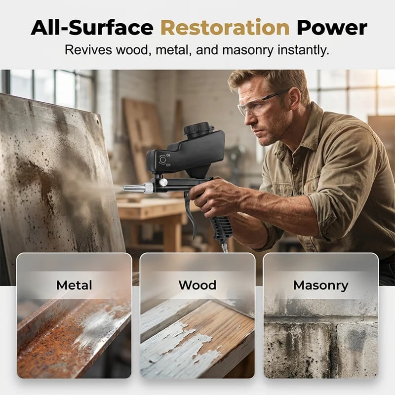 Sandblasting gun for metal wood and masonry restoration