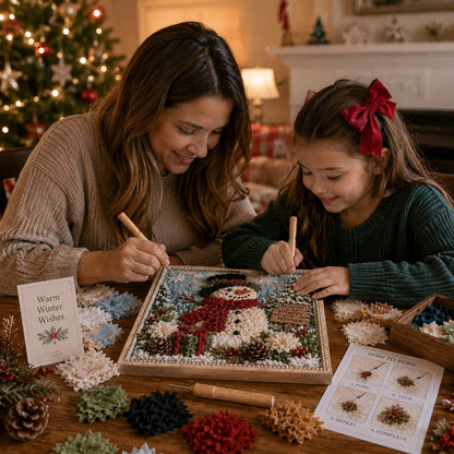 🔥 LAST DAY 50% OFF – 🎄 DIY 3D Fabric Poke Art Christmas Keepsake Kit – No-Sewing Holiday Craft with Display Stand ✨