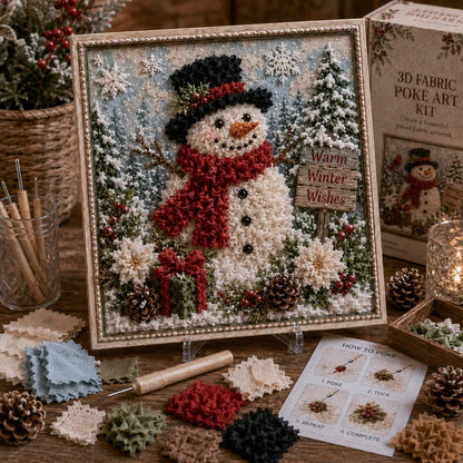 🔥 LAST DAY 50% OFF – 🎄 DIY 3D Fabric Poke Art Christmas Keepsake Kit – No-Sewing Holiday Craft with Display Stand ✨
