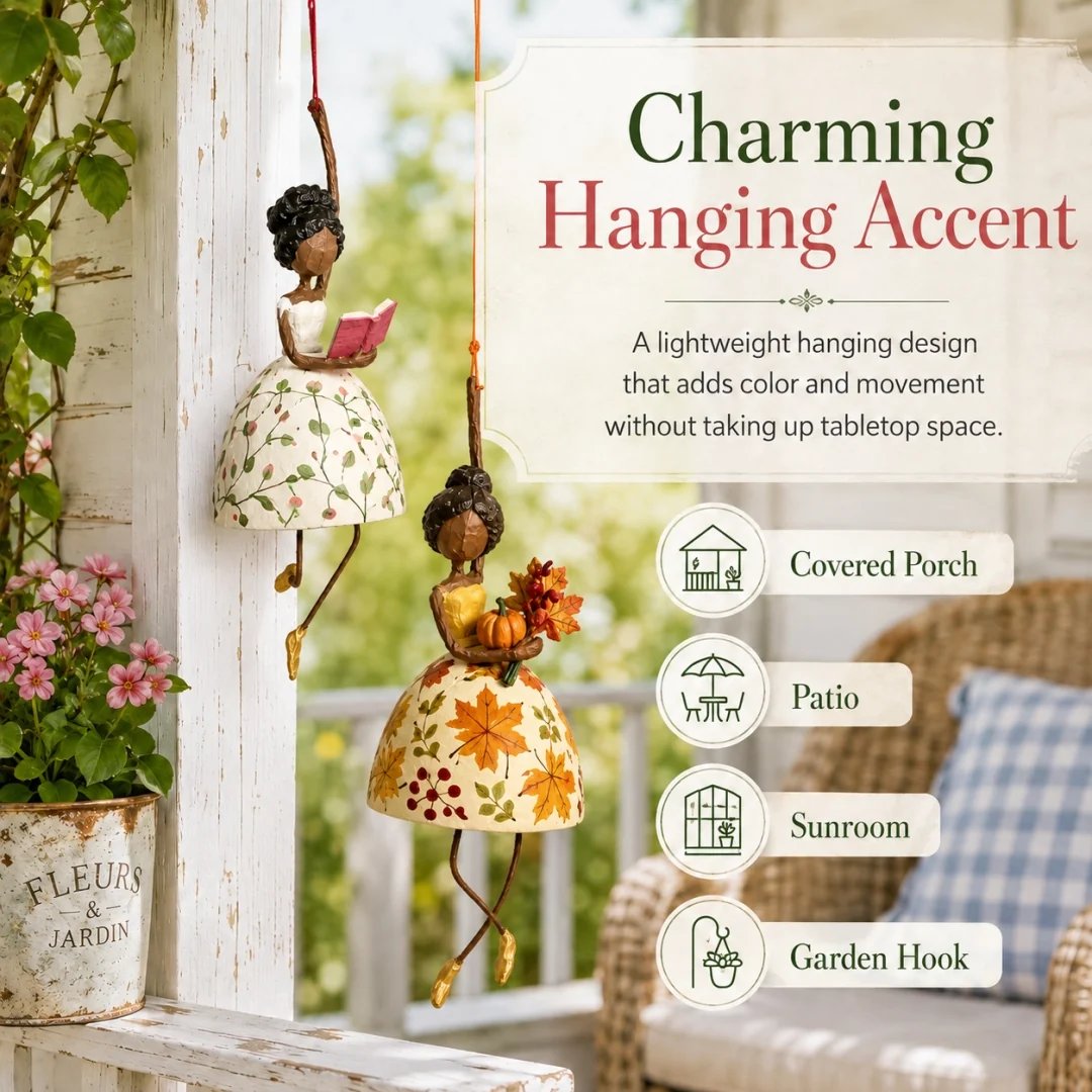 🌸 Whimsical Dancing Lady Hanging Ornament | Vintage Folk-Art Décor with Wind-Activated Swaying Design & Playful Dangling Details ✨