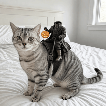 🎃 Headless Horseman Pet Costume — Hilarious Halloween Rider for Cats & Dogs 🐎