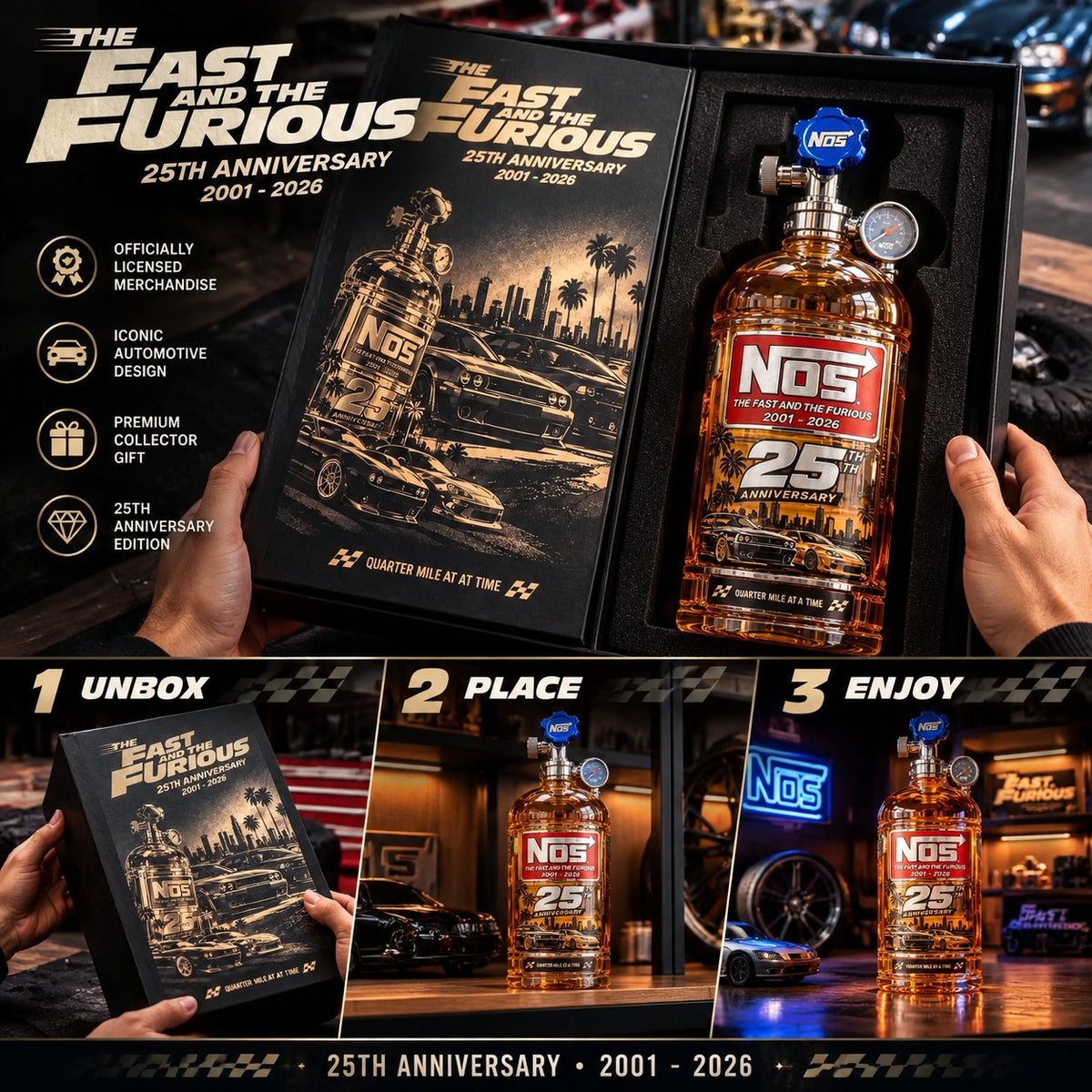 ⏳HOT SALE 49% OFF – 25th Anniversary Street Racing Nitrous Tank Whiskey Decanter with Collector’s Box