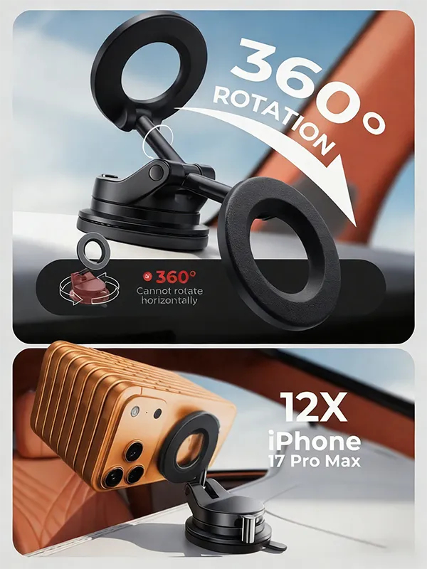 360°Vacuum Car Phone Holder
