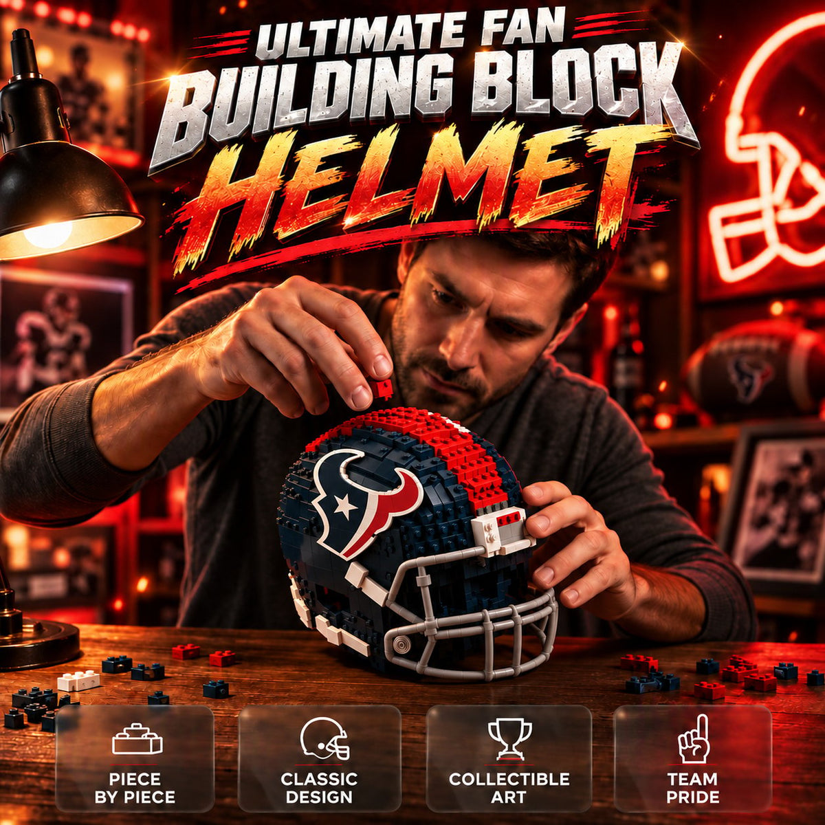 🏈 Building Block Football Helmet – 300+ Piece Collectible Construction Set