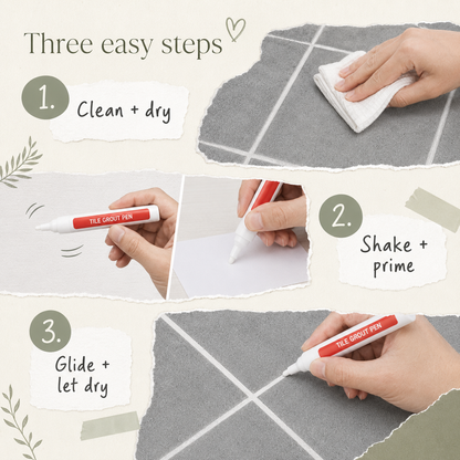 Anti-Mold Waterproof Tile Grout Repair Pen – Quick-Dry Grout Color Restorer